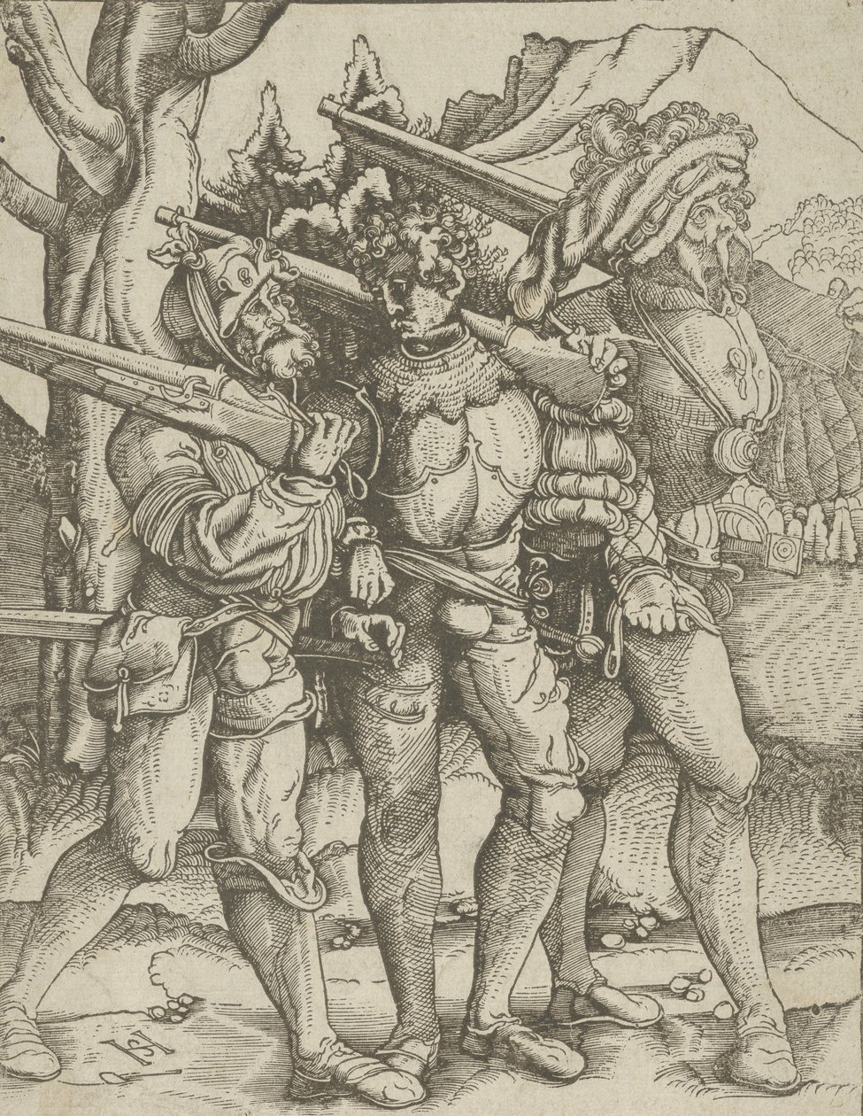 Tre soldater med musketter, ca. 1511-15. af Hans Schäufelein the Elder