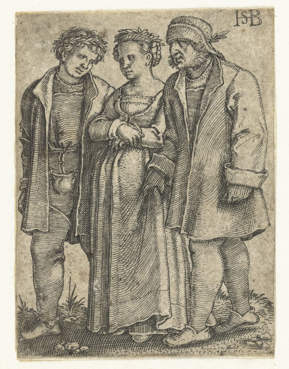 Brudepar og brudens far Bondebryllupsparade (serietitel) af Hans Sebald Beham