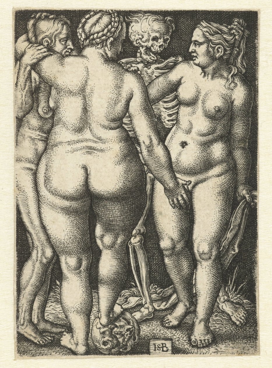 Døden og tre stående nøgne kvinder af Hans Sebald Beham