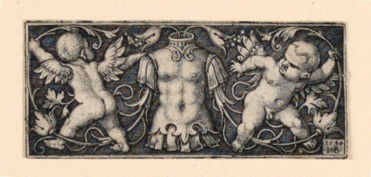 Frise med Cuirass i midten, flankeret af Two Genii af Hans Sebald Beham