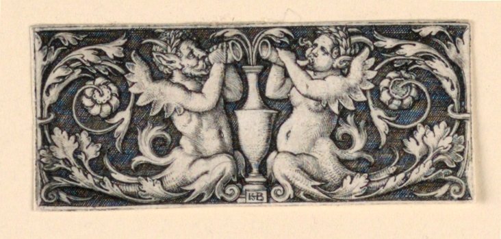 Frise med en vase flankeret af mandlige og kvindelige tritoner af Hans Sebald Beham