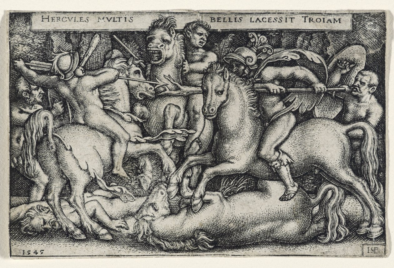 Hercules Fighting against the Trojans, 1545 (gravering på lagt papir) af Hans Sebald Beham