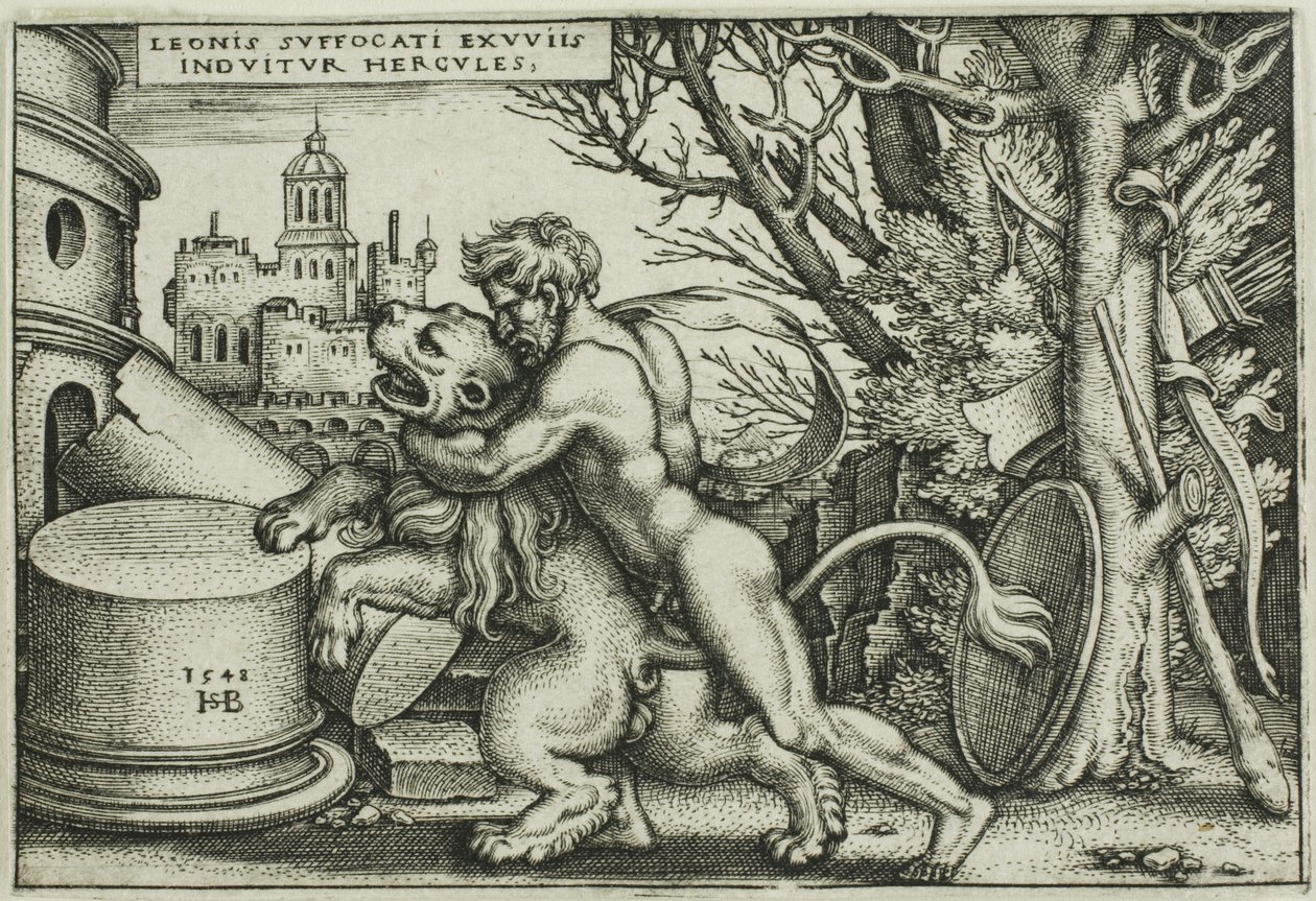 Hercules and the Nemean Lion, fra The Labors of Hercules af Hans Sebald Beham
