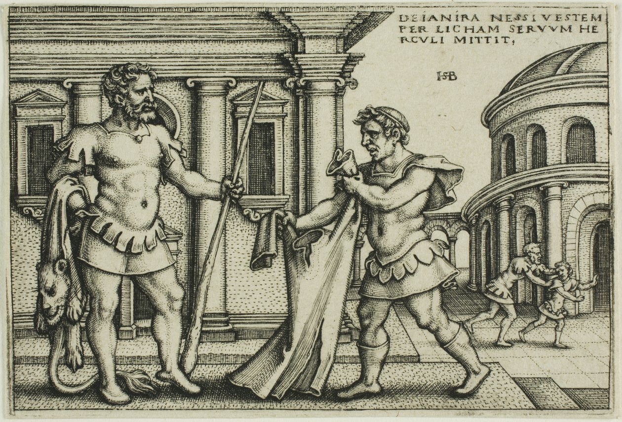 Lichas bringer Nessus beklædning til Hercules, fra The Labors of Hercules af Hans Sebald Beham
