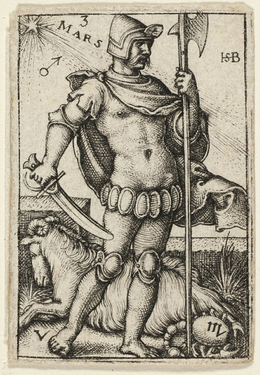 Mars, planche tre fra De syv planeter med stjernetegnene af Hans Sebald Beham