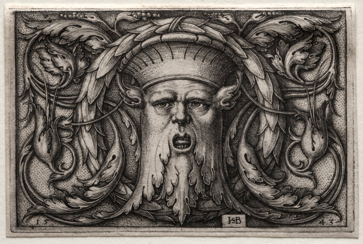 Ornament af Satyrs hoved og krans, 1543. af Hans Sebald Beham