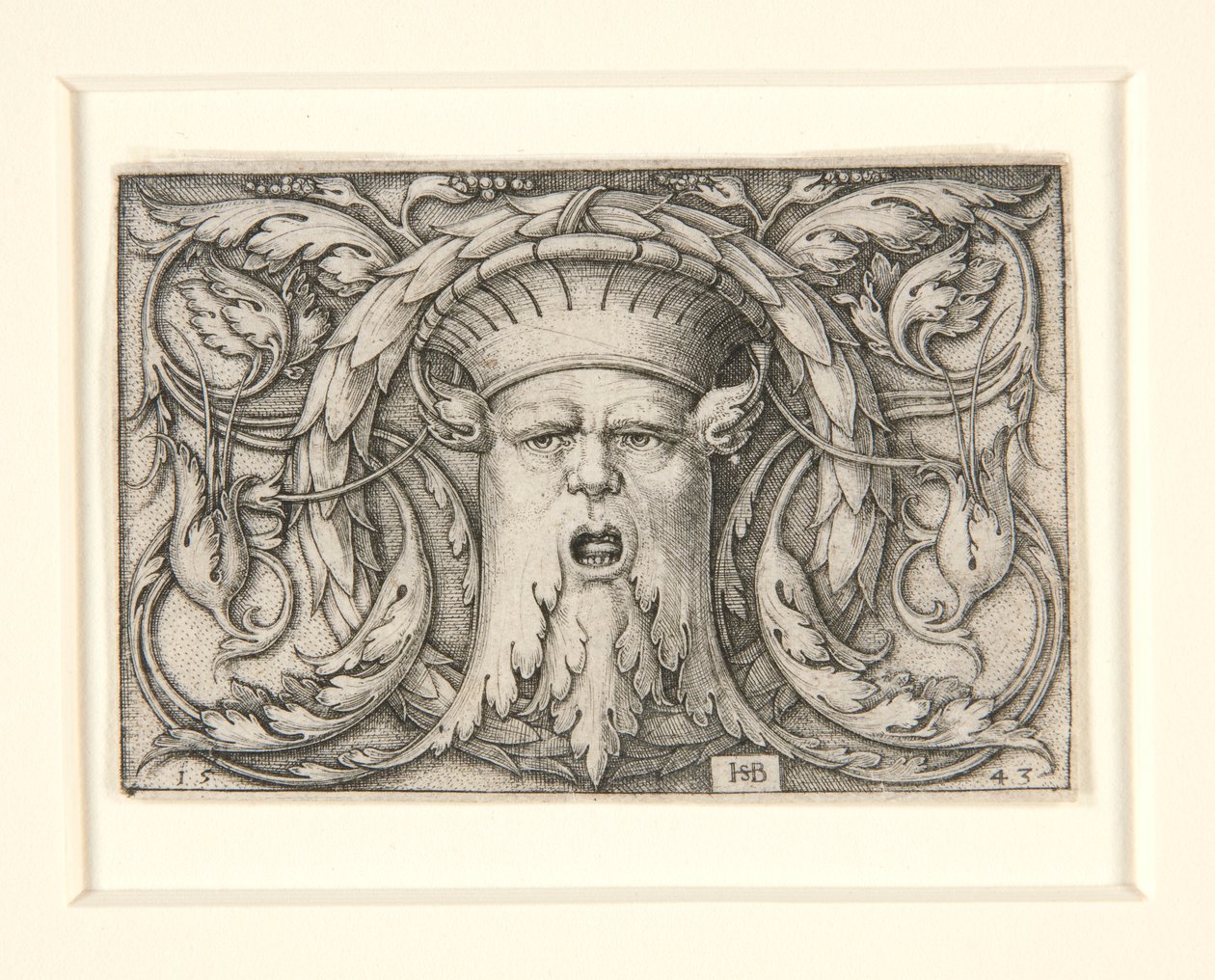 Panel med en Mascaron (pynt med en maske) af Hans Sebald Beham