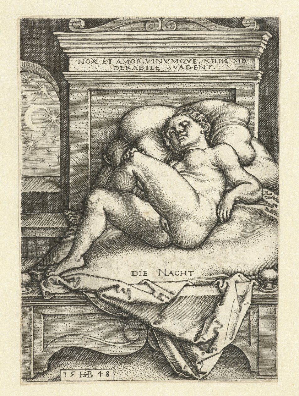 Nøgen kvinde sover som natten That Night (titel på objekt) af Hans Sebald Beham