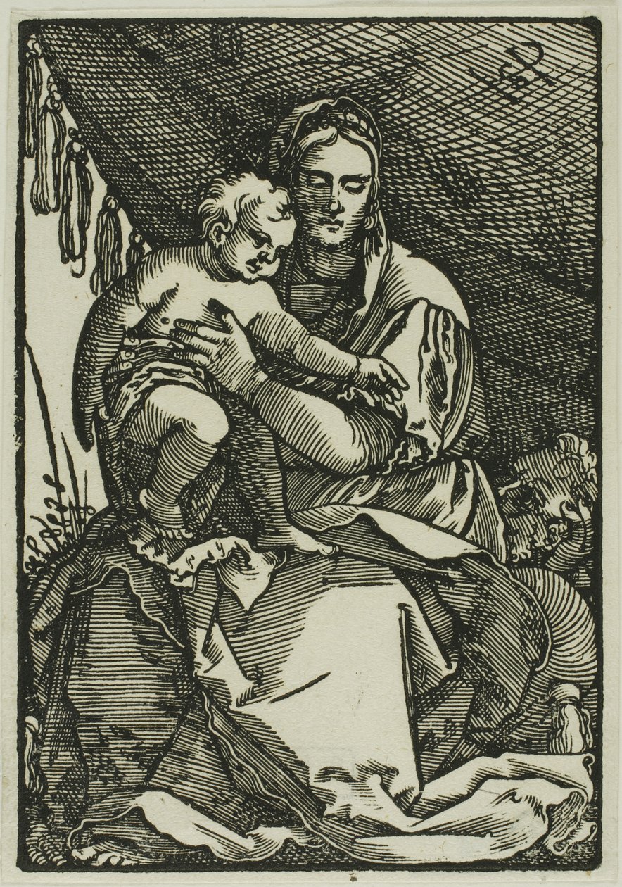 Den hellige familie under baldakinen af Hans Sebald Beham