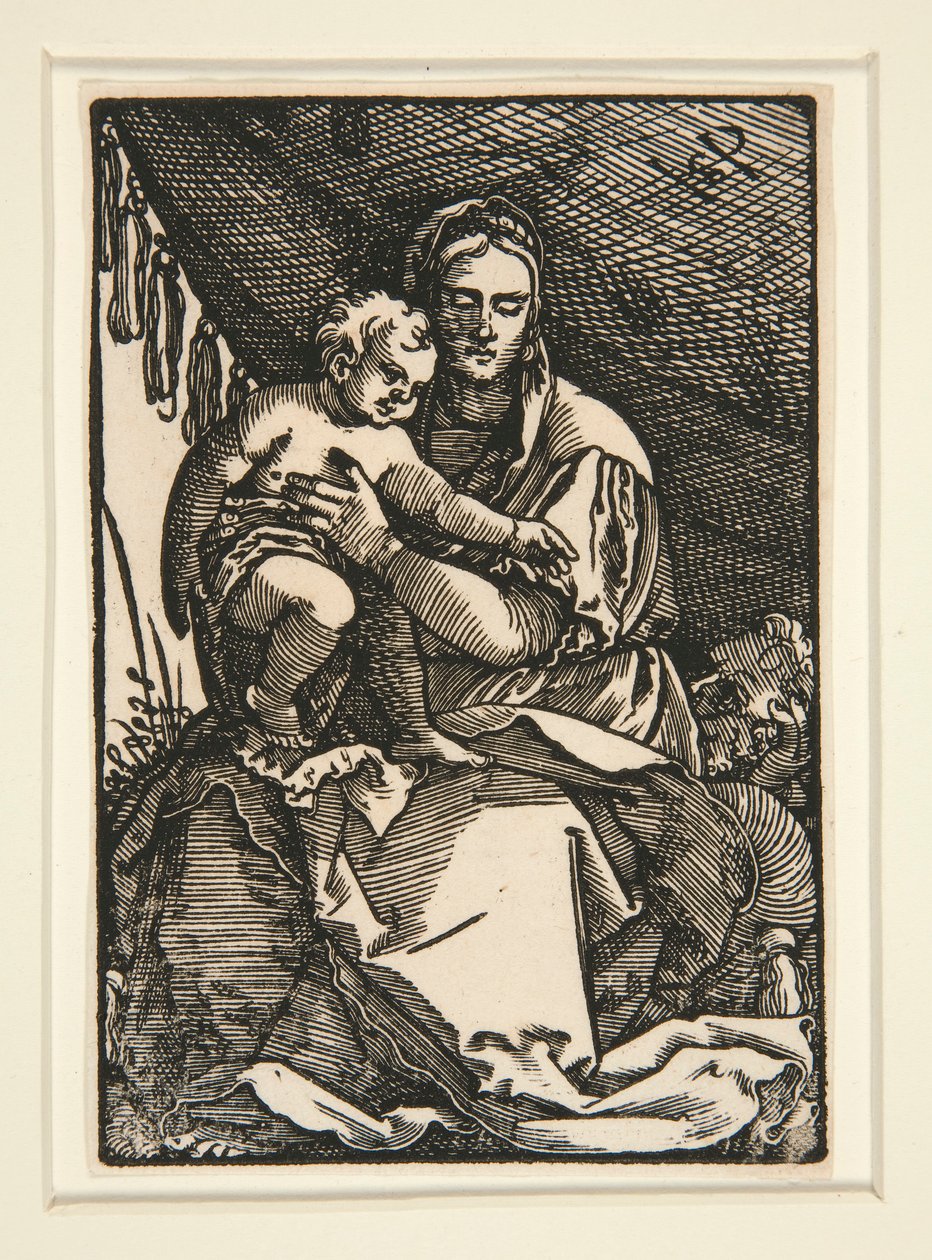 Den hellige familie under baldakinen af Hans Sebald Beham