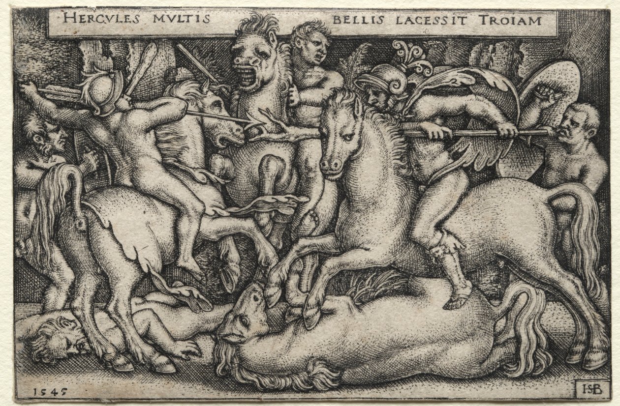 The Labours of Hercules: Hercules Conquering Troy, 1545. af Hans Sebald Beham