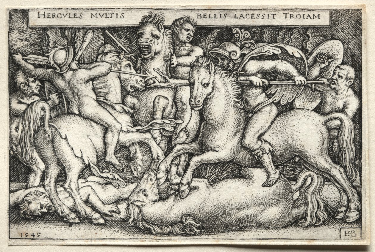 The Labours of Hercules: Hercules Conquering Troy, 1545. af Hans Sebald Beham