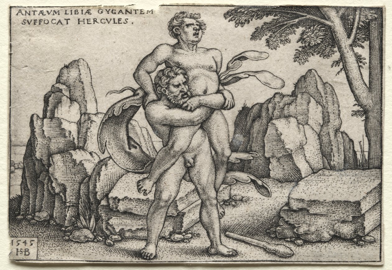 The Labors of Hercules: Hercules Crushing Antaeus af Hans Sebald Beham