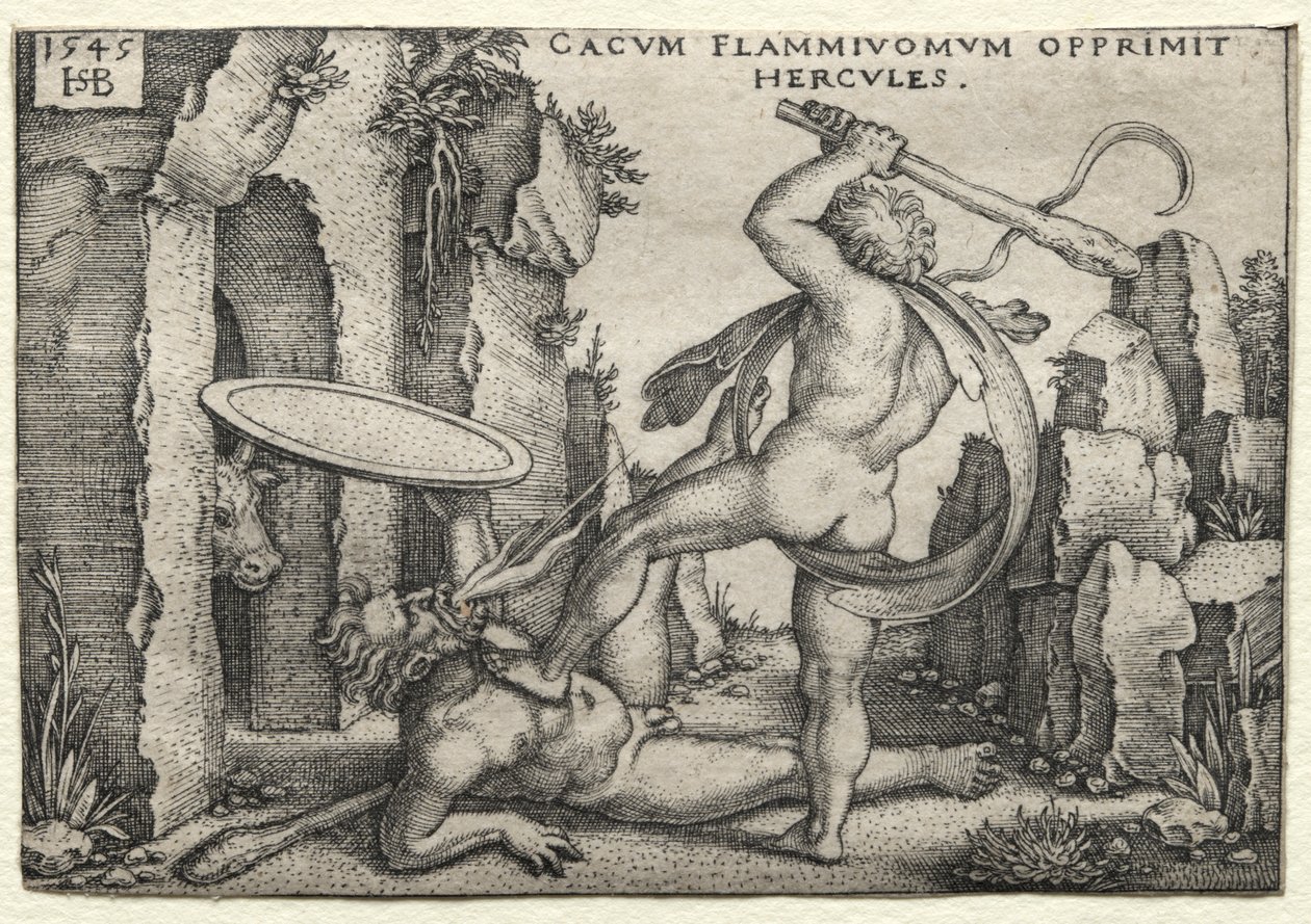 The Labors of Hercules: Hercules Killing the Giant Cacus af Hans Sebald Beham