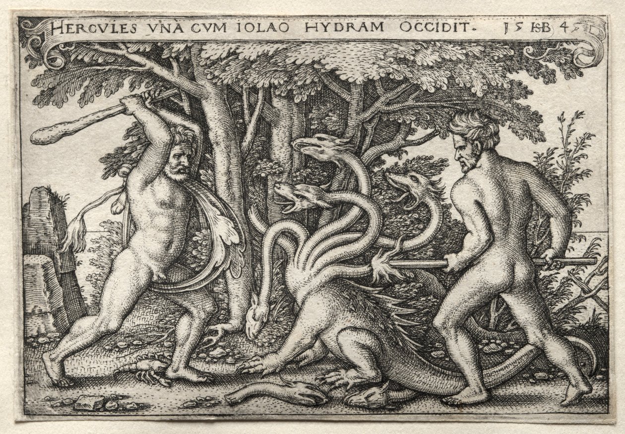 The Labours of Hercules: Hercules Killing the Lernean Hydra af Hans Sebald Beham