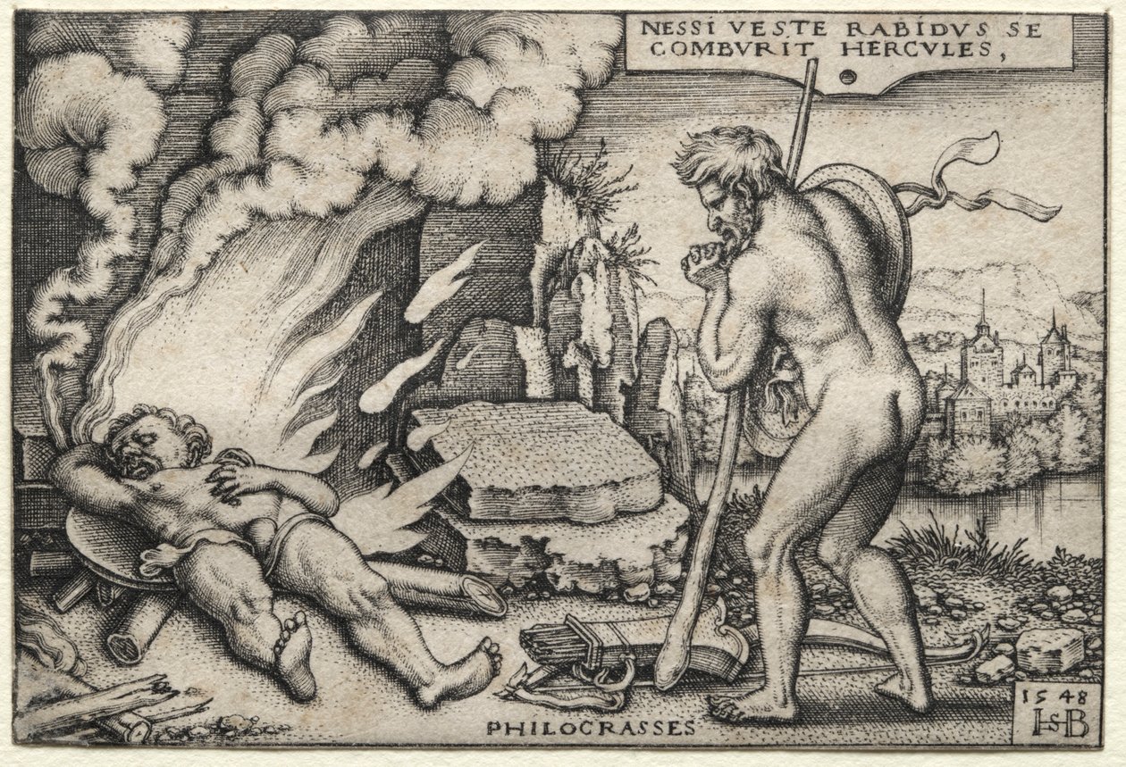 Herkules på sit bål, 1548. af Hans Sebald Beham