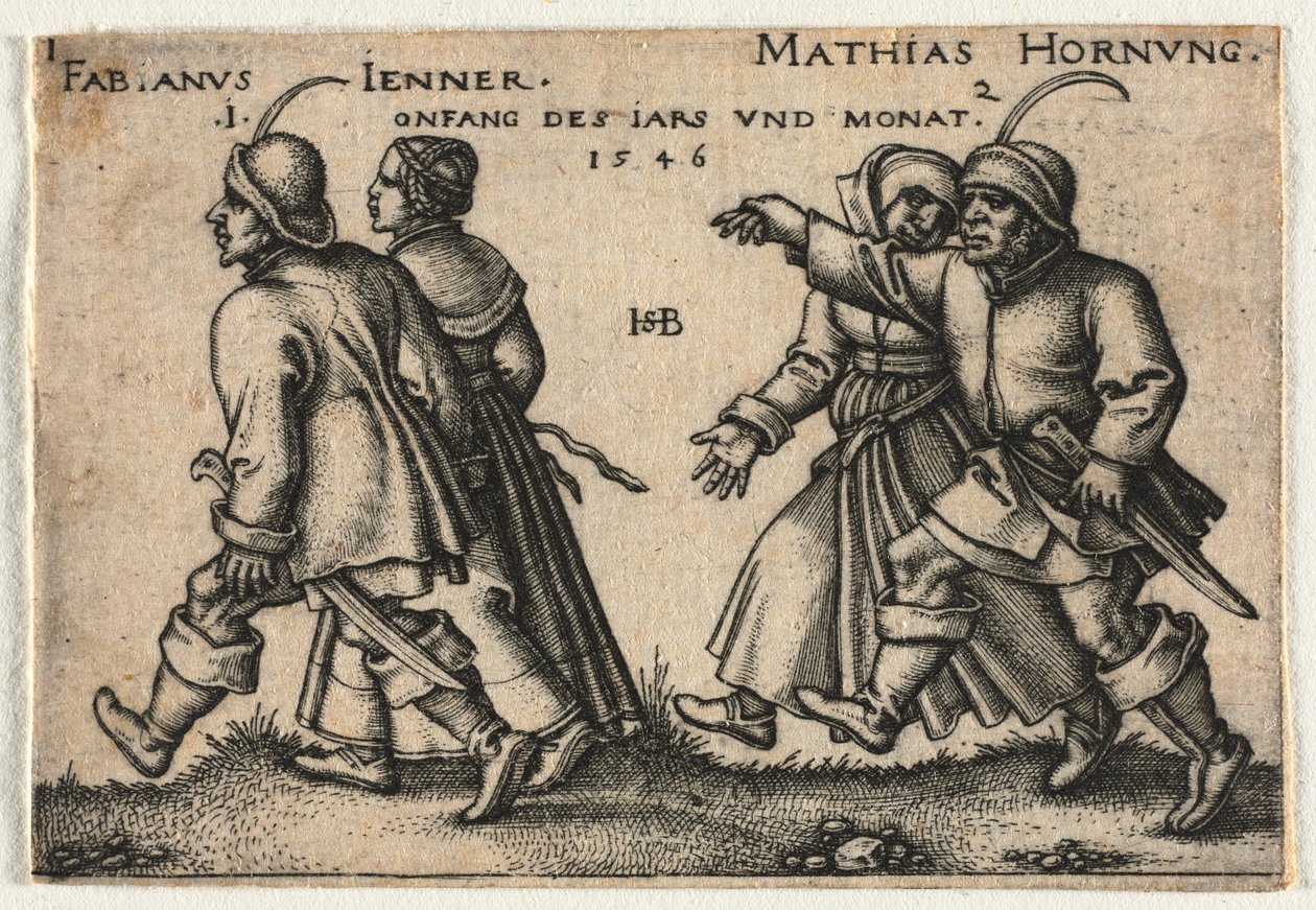 Bondebrylluppet eller de tolv måneder: 1-Fabianus Jenner 2-Mathias Hornung af Hans Sebald Beham
