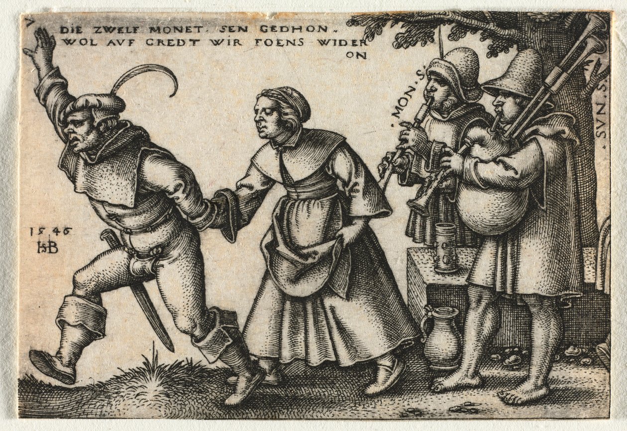 Bondebrylluppet eller de tolv måneder: nr. 7, 1546. af Hans Sebald Beham