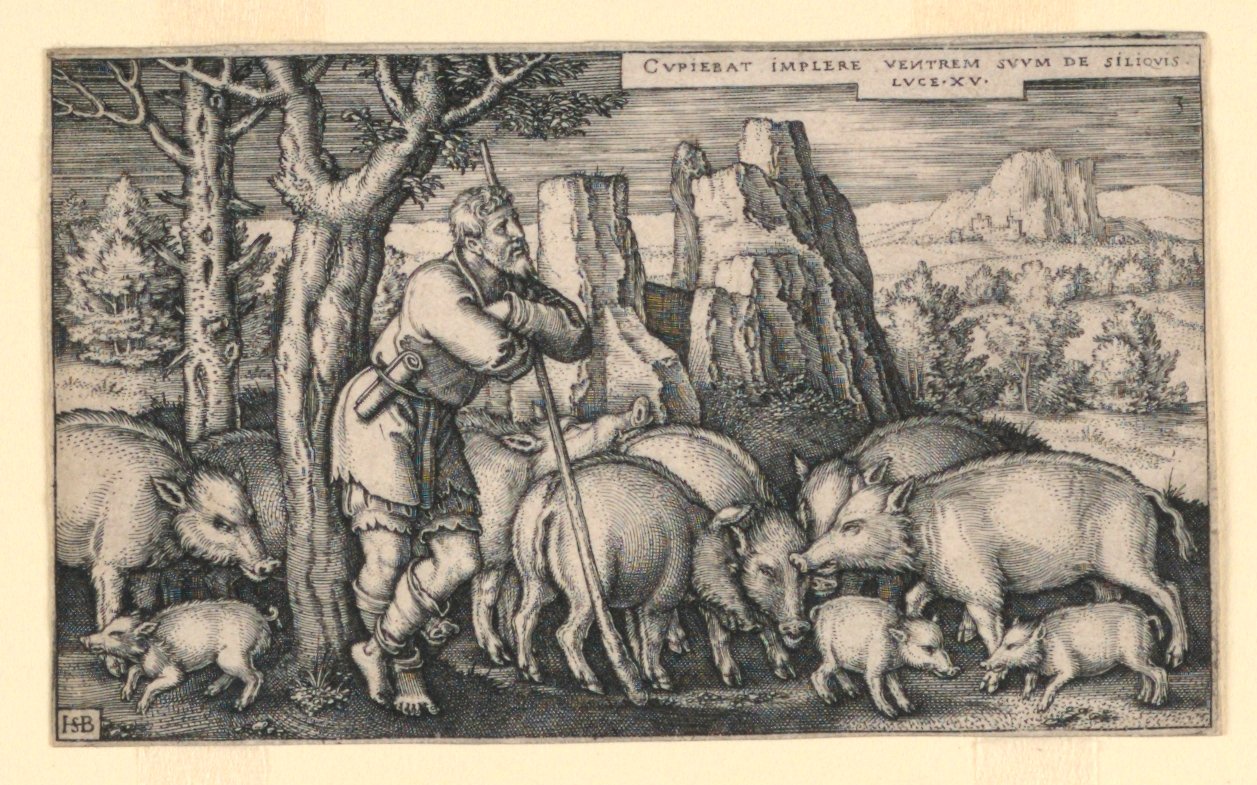 Den fortabte søn blandt svin af Hans Sebald Beham