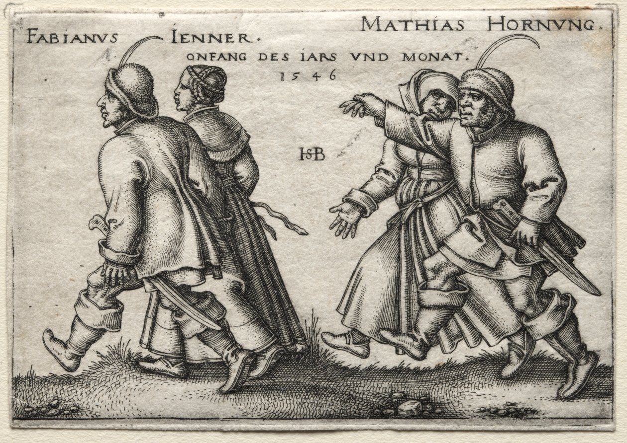 Landsbyens bryllup: Fabianus Jenner / Mathias Hornung af Hans Sebald Beham