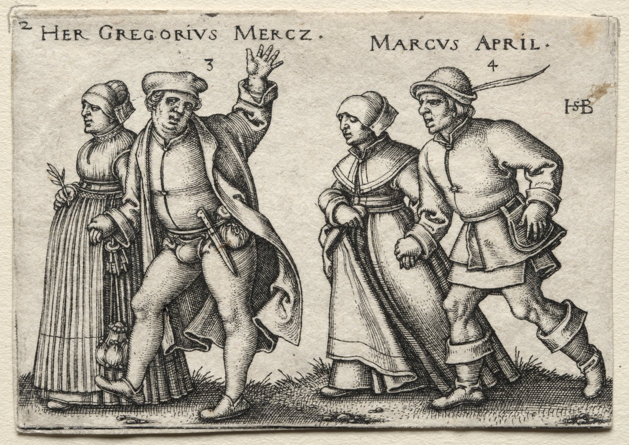 Landsbyens bryllup: Hendes Gregorius Mercz / Marcus April af Hans Sebald Beham