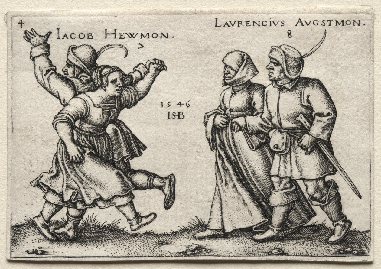 Landsbyens bryllup: Jacob Hewmon Lawrencius Augstmon, 1546. af Hans Sebald Beham