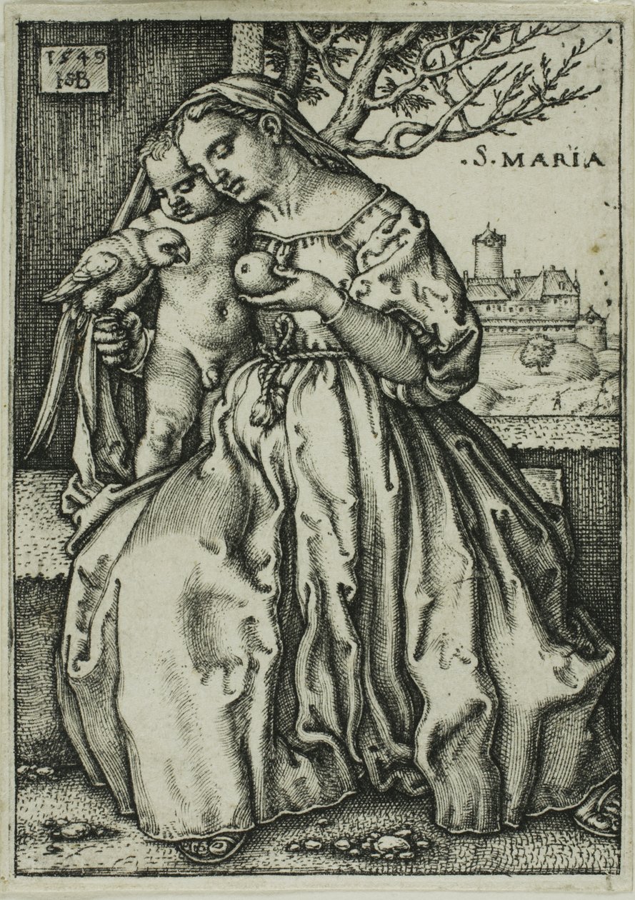 Jomfruen og barnet med papegøjen af Hans Sebald Beham