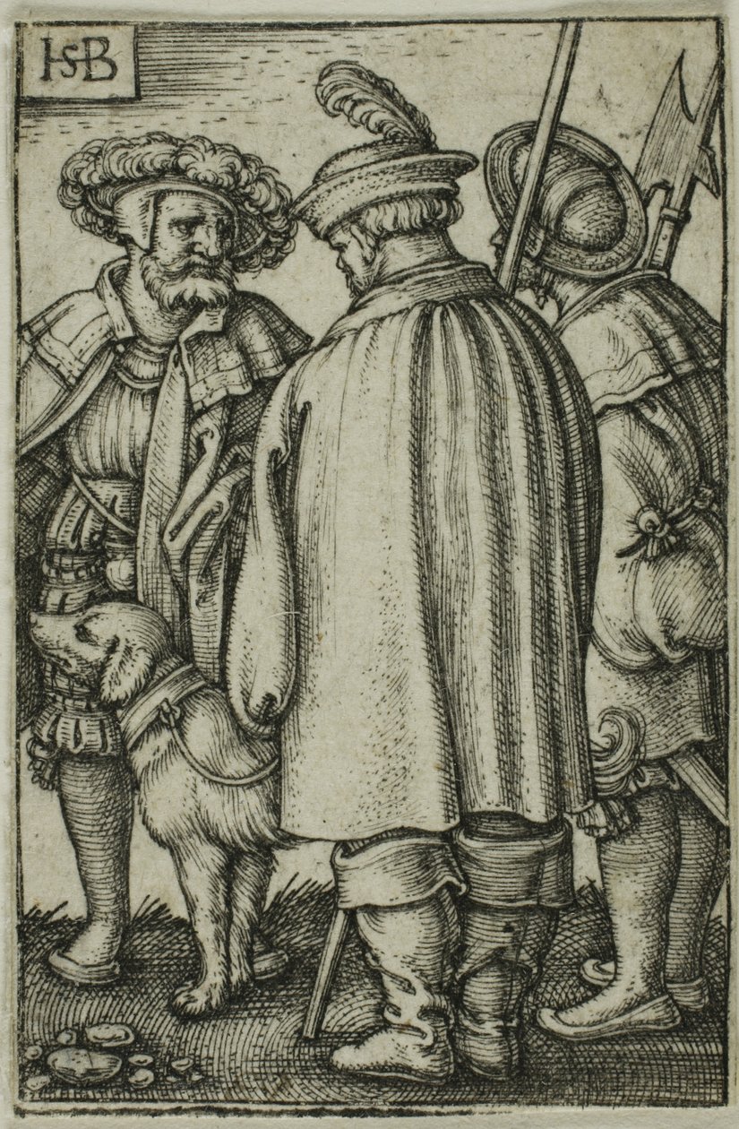 Tre soldater og en hund af Hans Sebald Beham