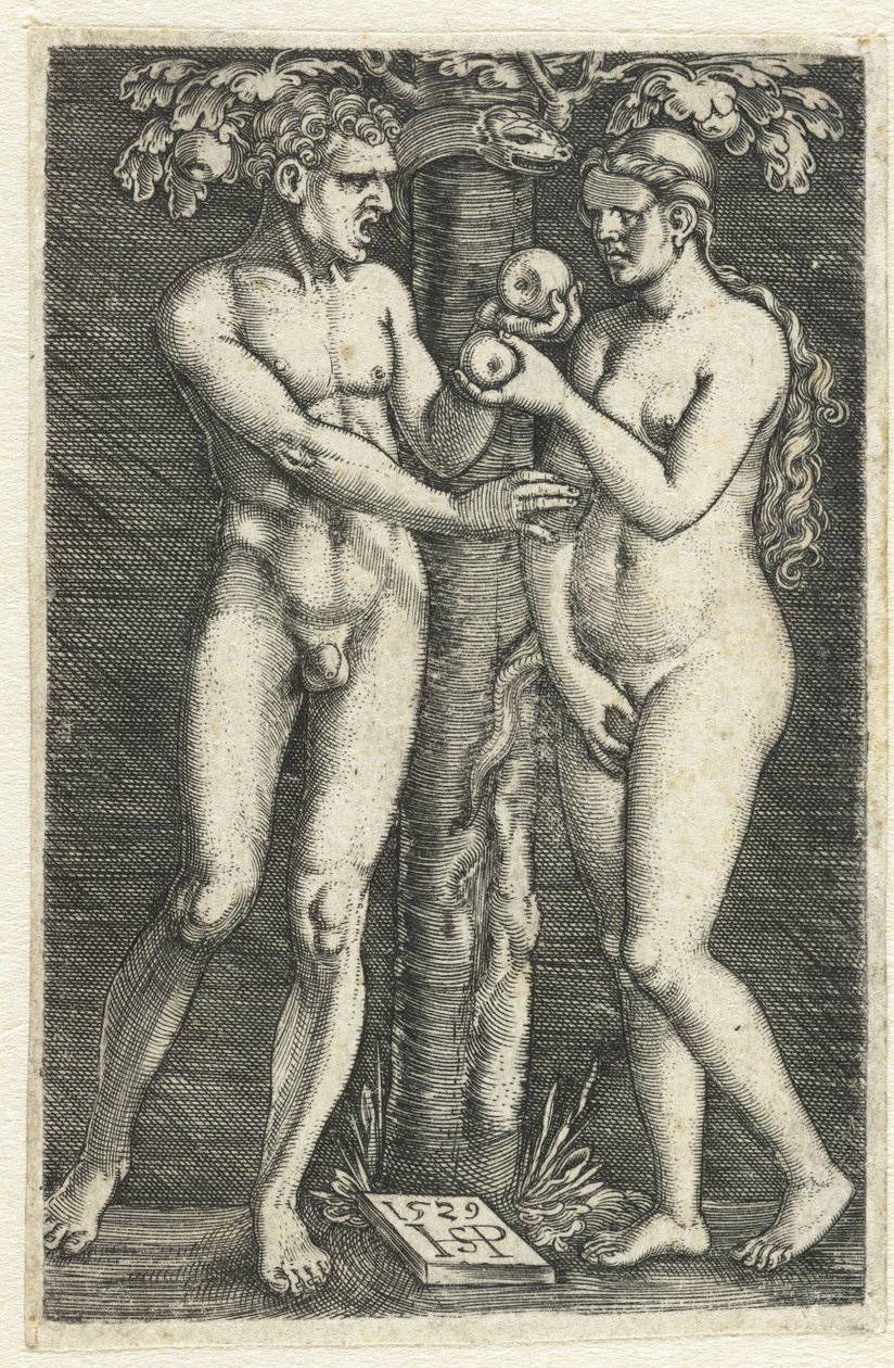 Adam og Evas fristelse i paradis af Hans Sebald Beham