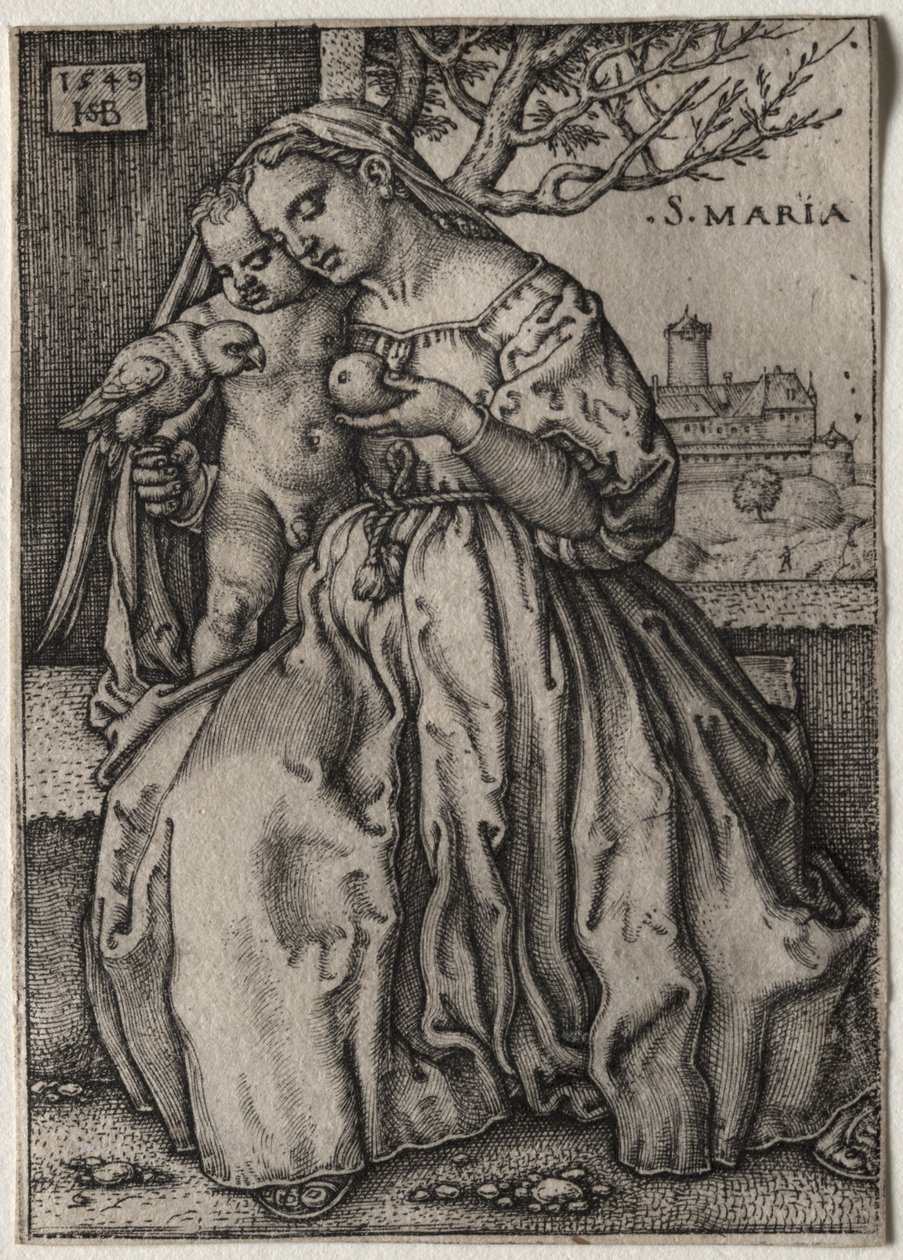 Jomfru Maria med barnet og en papegøje af Hans Sebald Beham
