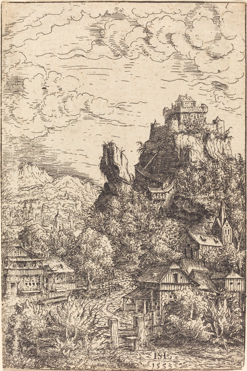 Landskab med et slot, 1553. af Hans Sebald Lautensack