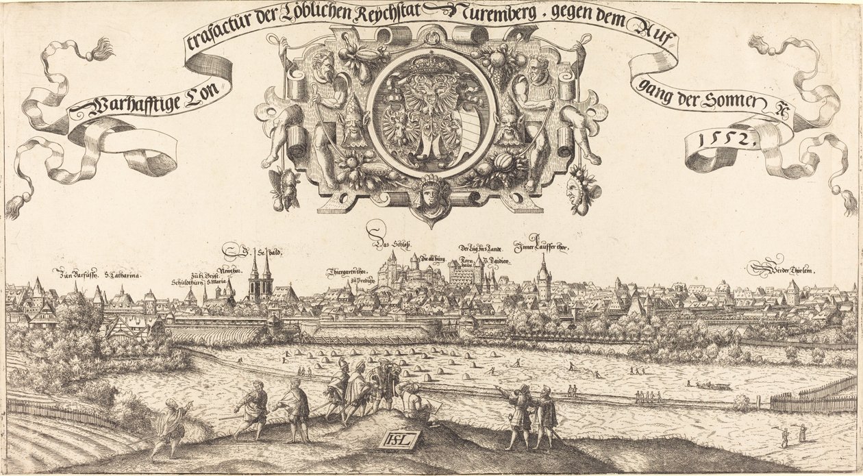 Udsigt over Nürnberg fra øst [midtsektion], 1552. af Hans Sebald Lautensack