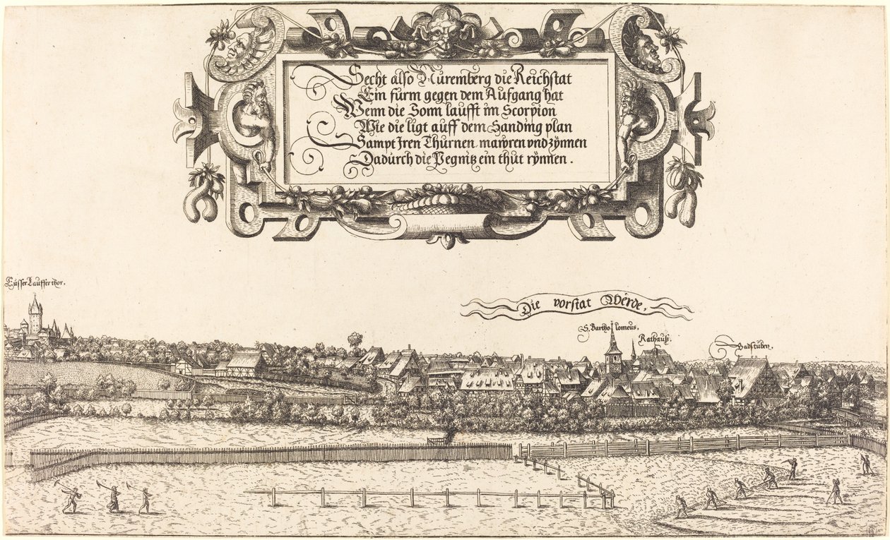 Udsigt over Nürnberg fra øst [højre sektion], 1552. af Hans Sebald Lautensack