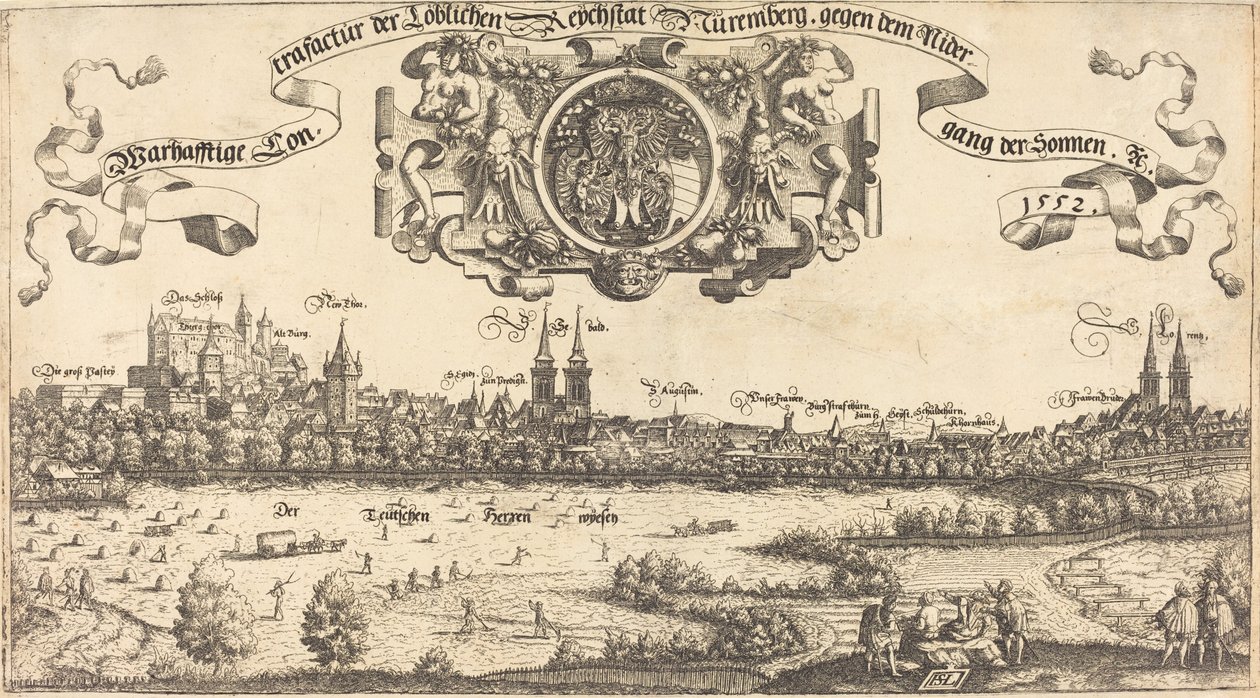 Udsigt over Nürnberg fra vest [midtsektion], 1552. af Hans Sebald Lautensack