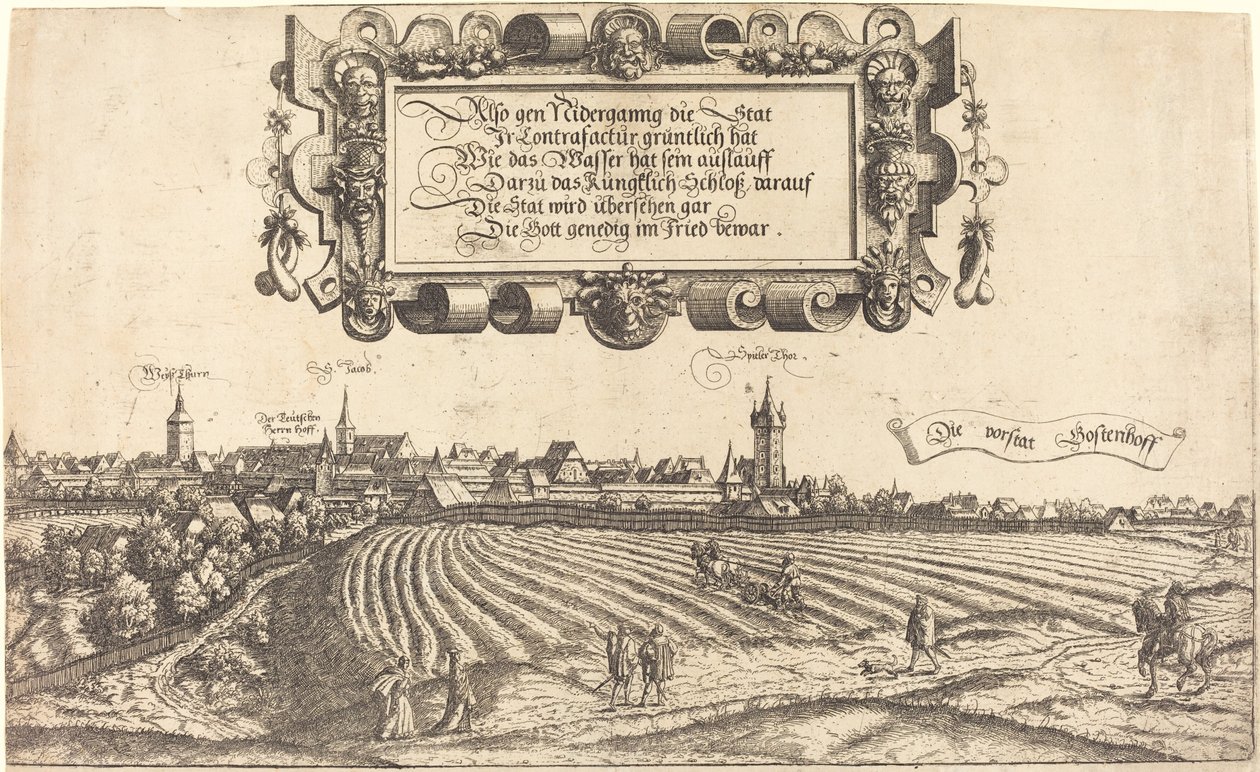 Udsigt over Nürnberg fra vest [højre sektion], 1552. af Hans Sebald Lautensack