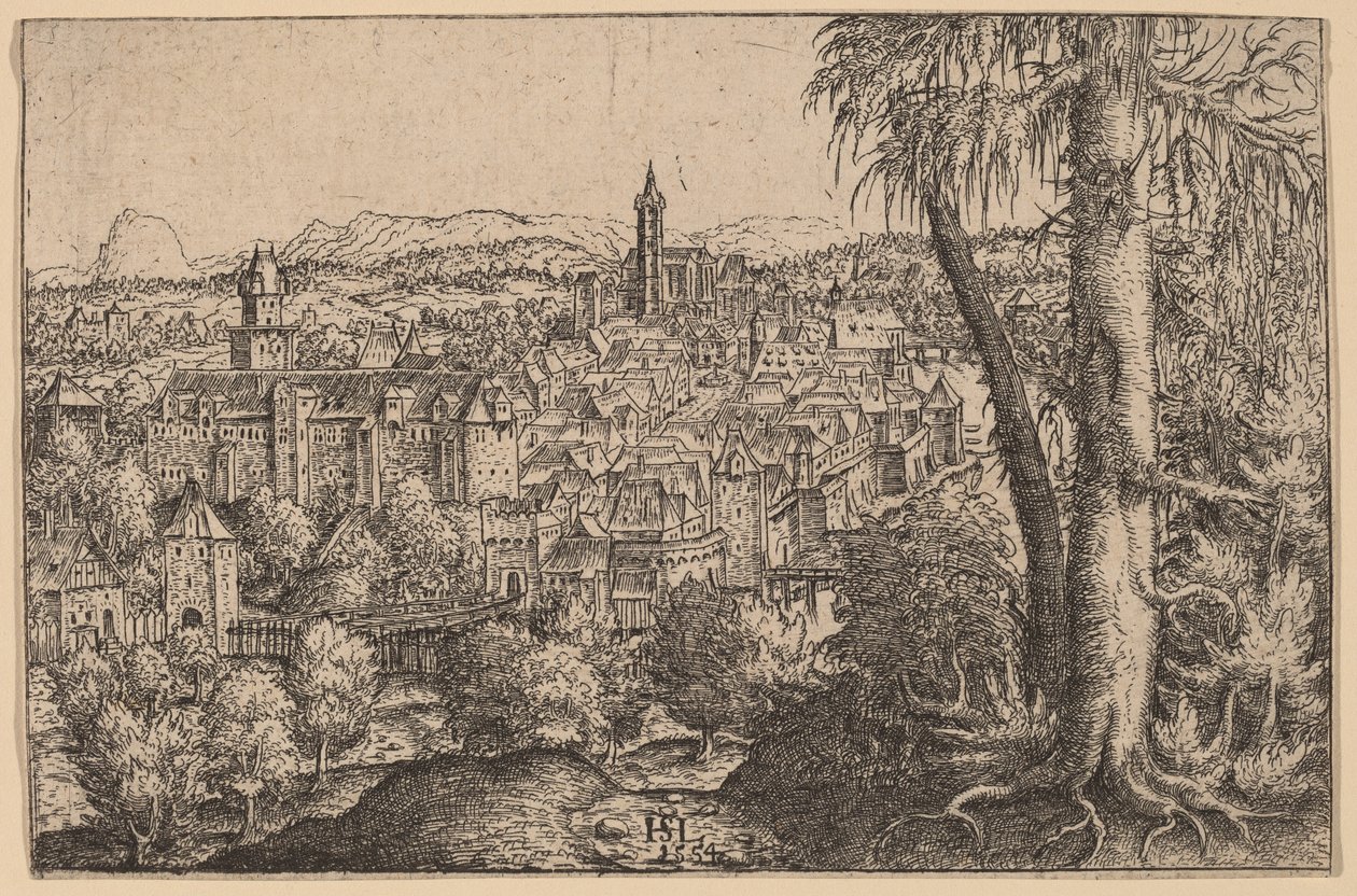 Udsigt over Steyr på Enns, 1554. af Hans Sebald Lautensack