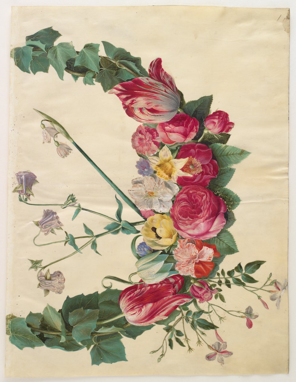 Blomsterkrans fra albummet Gottorfer Codex, ca.1650 (gouache på pergament) af Hans Simon Holtzbecher