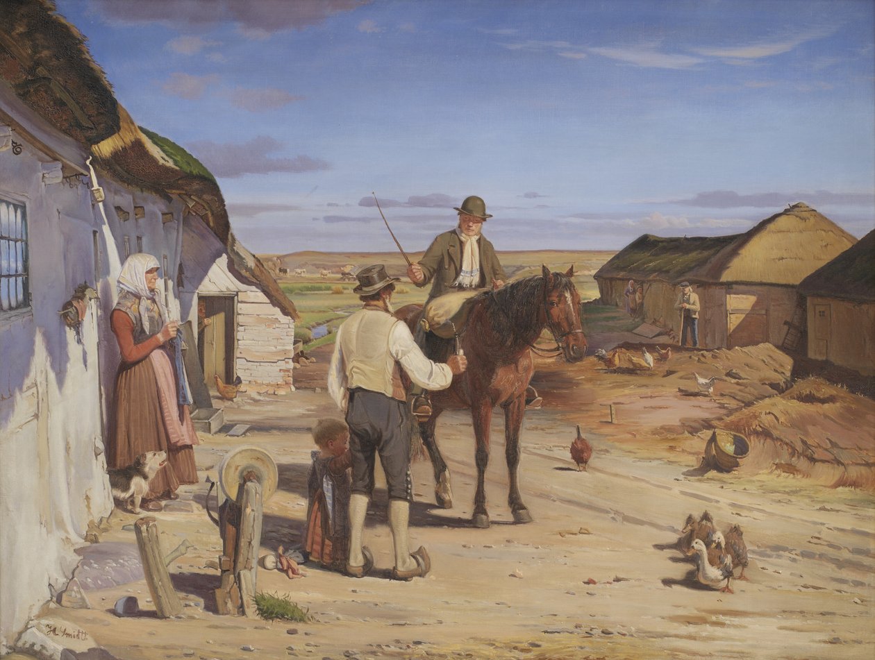 En fremmed, der spørger sin vej på en gård på maurerne af Hans Smidth