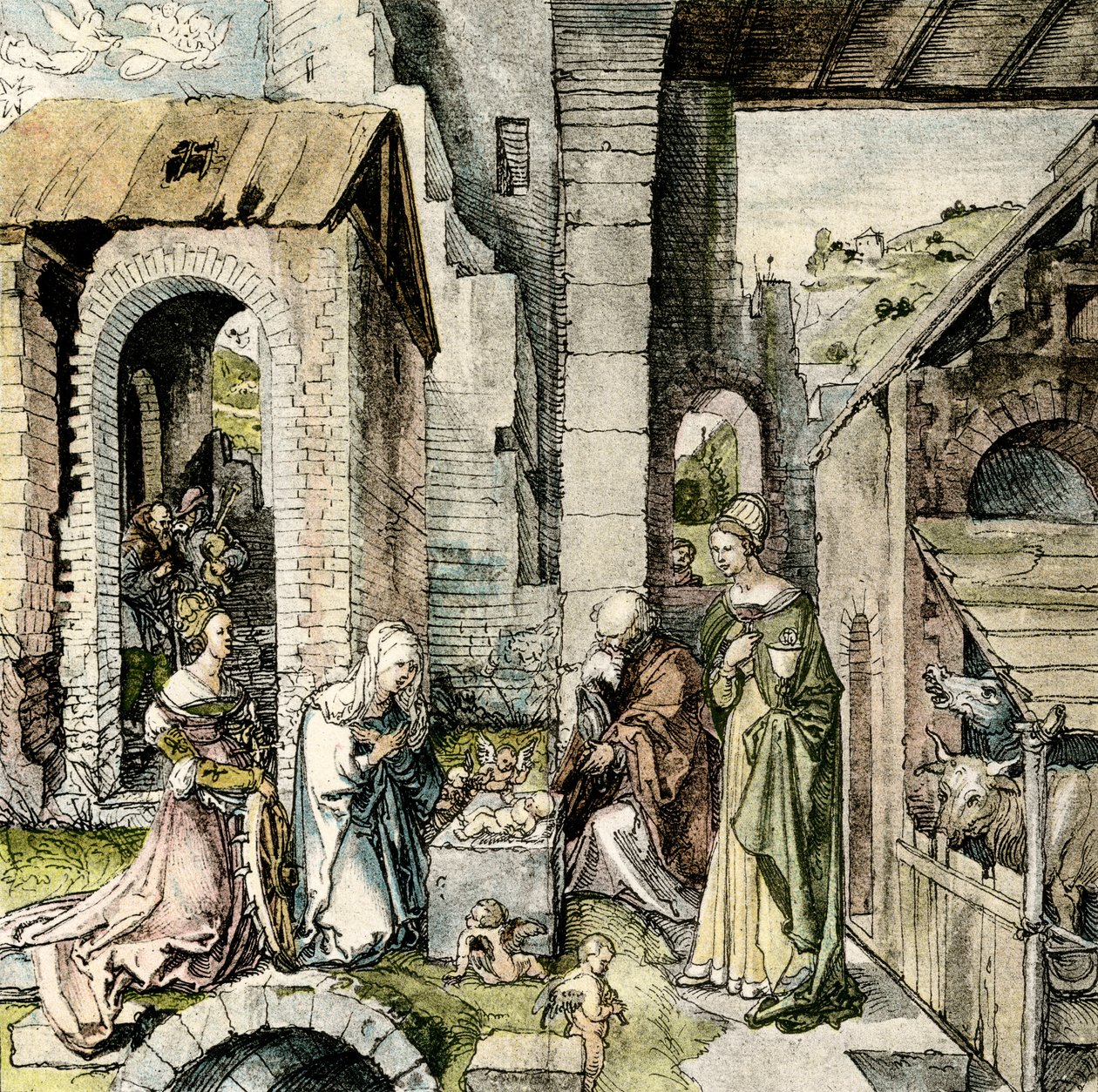 Tilbedelse af Jesusbarnet med St. Catherine og Barbara af Hans Suess Kulmbach