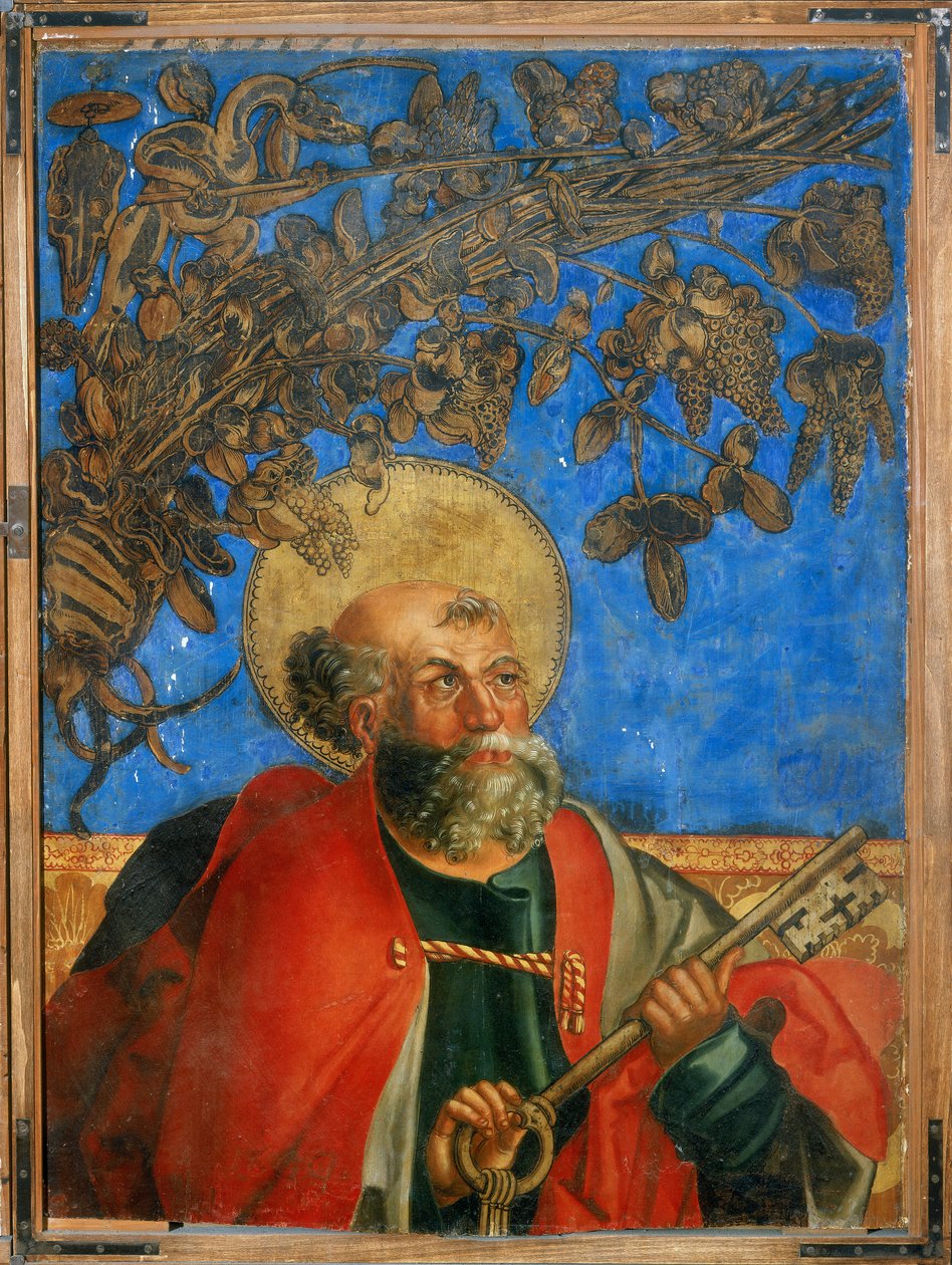 Sankt Peter, øverste sektion, detalje af historier om de hellige Peter og Paulus af Hans Suess Kulmbach
