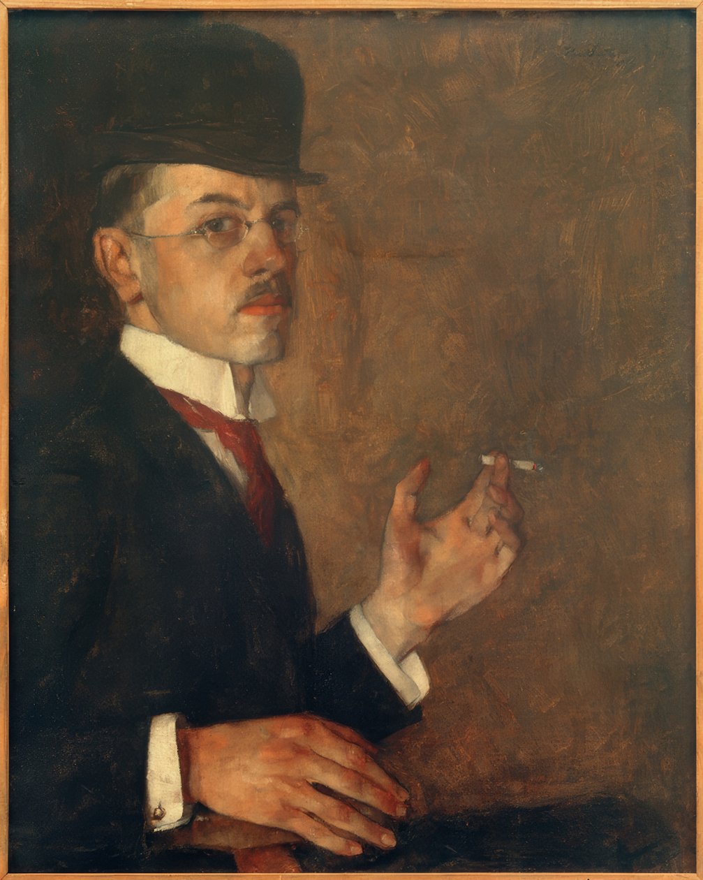 Selvportræt med en cigaret af Hans Sutter