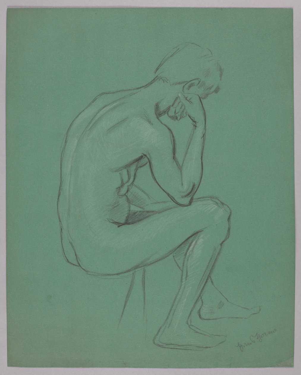 Akt af siddende mand af Hans Thoma