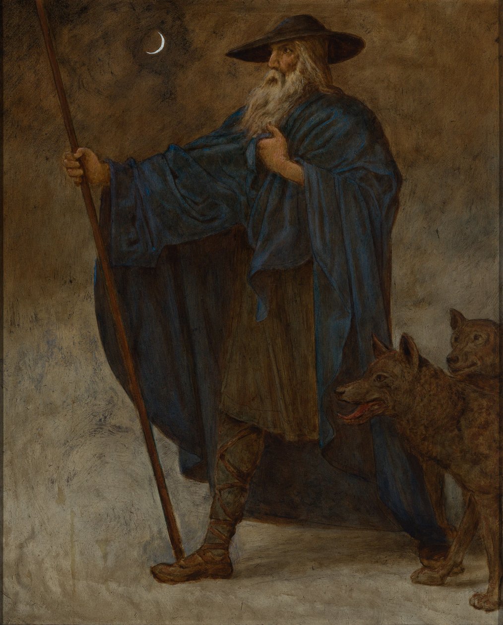December (Wotan med ulve) af Hans Thoma