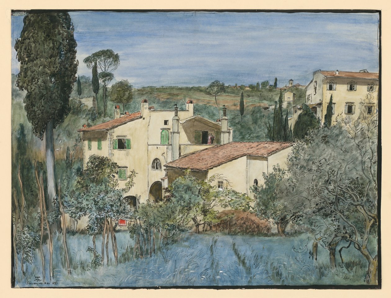 En villa i udkanten af Firenze af Hans Thoma