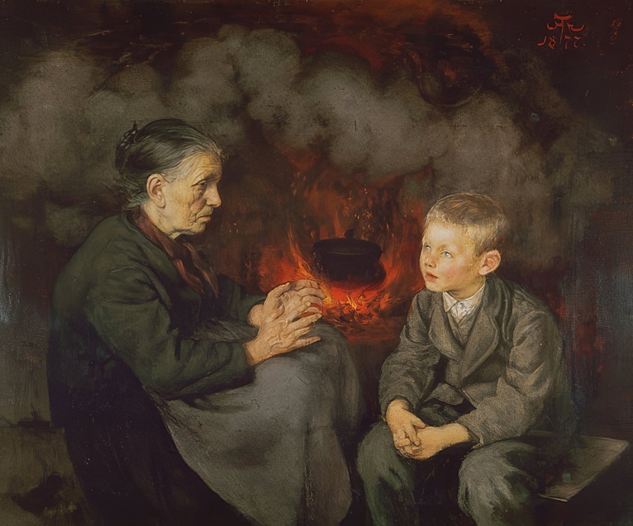 Bedstemor fortæller eventyr af Hans Thoma