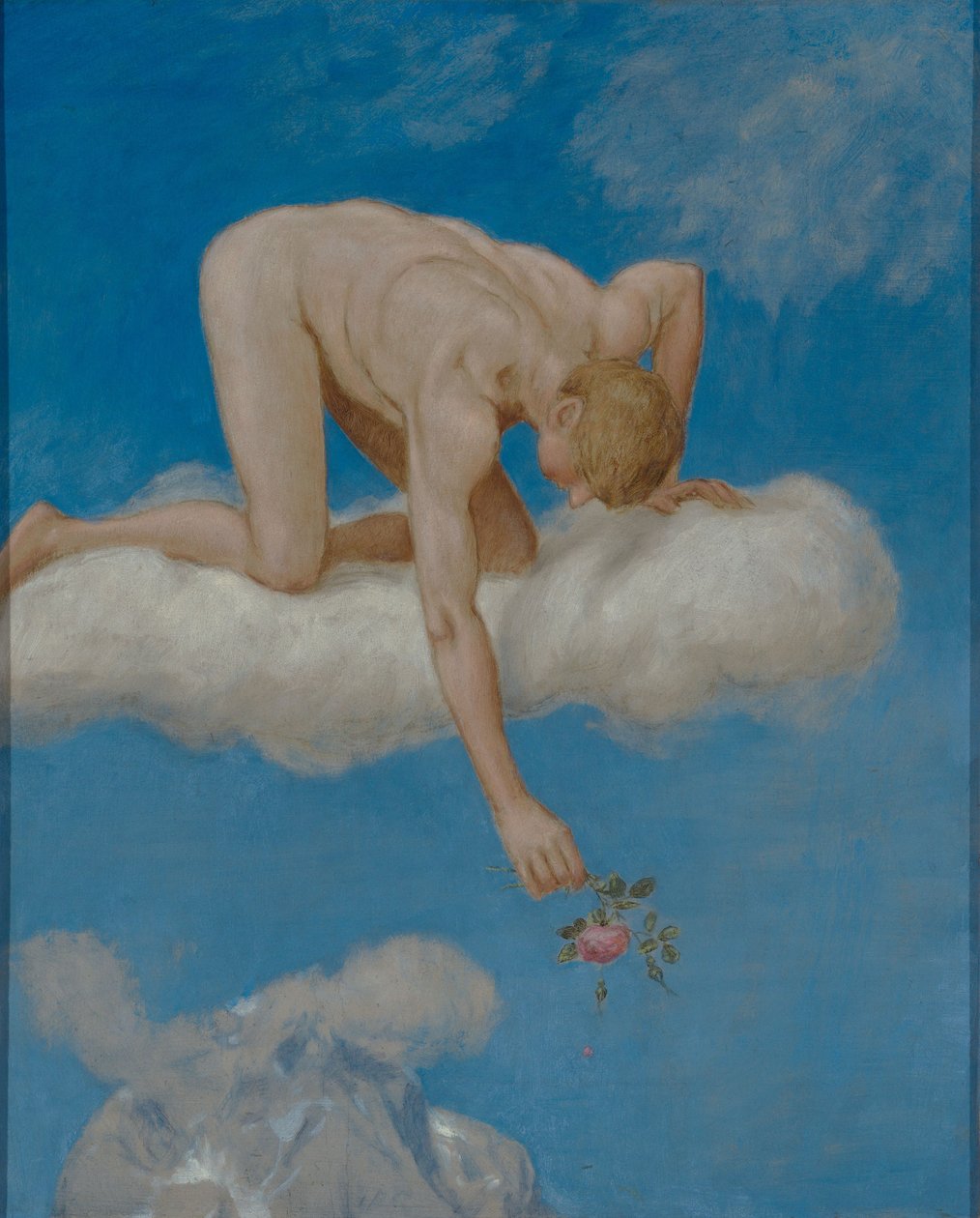 Juni (Ung mand med rose) af Hans Thoma