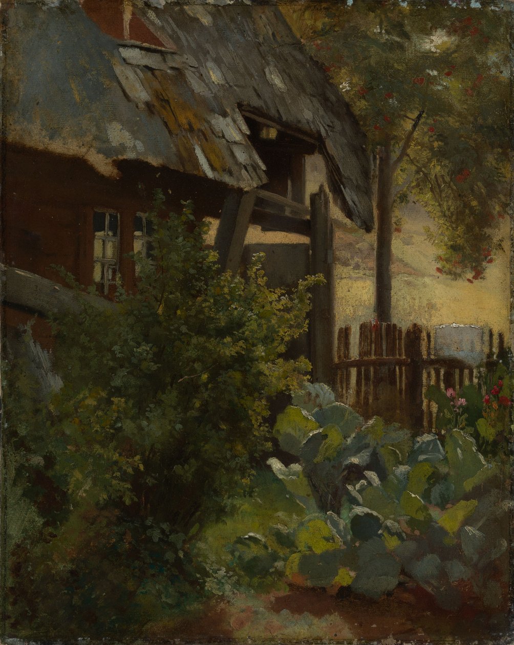 Kålhave med hushjørne af Hans Thoma