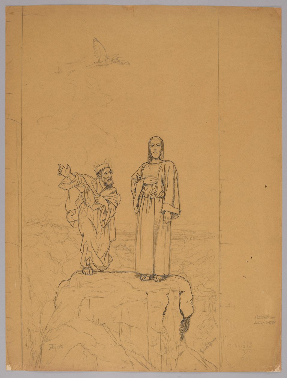 Die Versuchung Christi, verso: Christus gekreuzigt af Hans Thoma