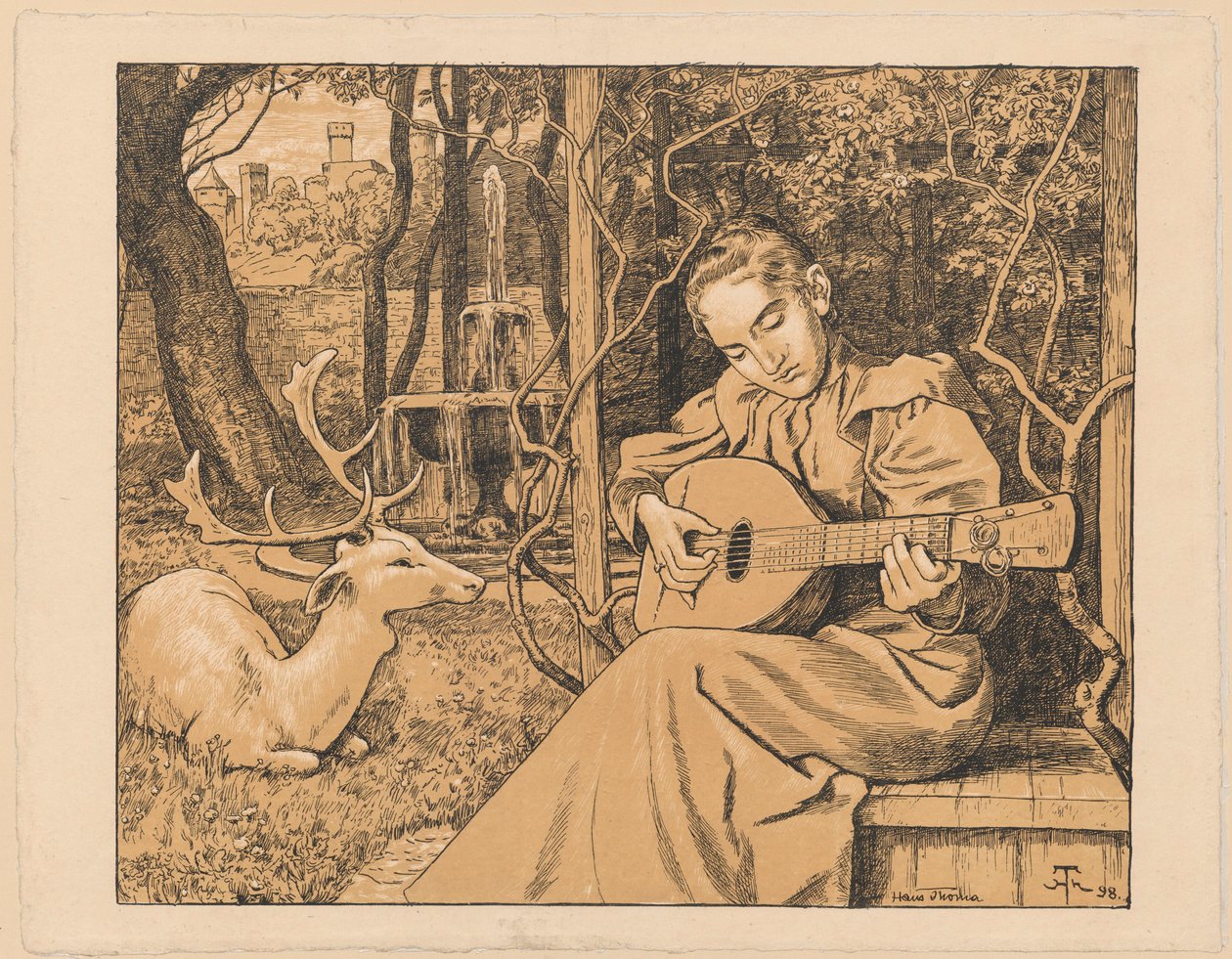 Lutspillerinden. En allegori over musikken af Hans Thoma