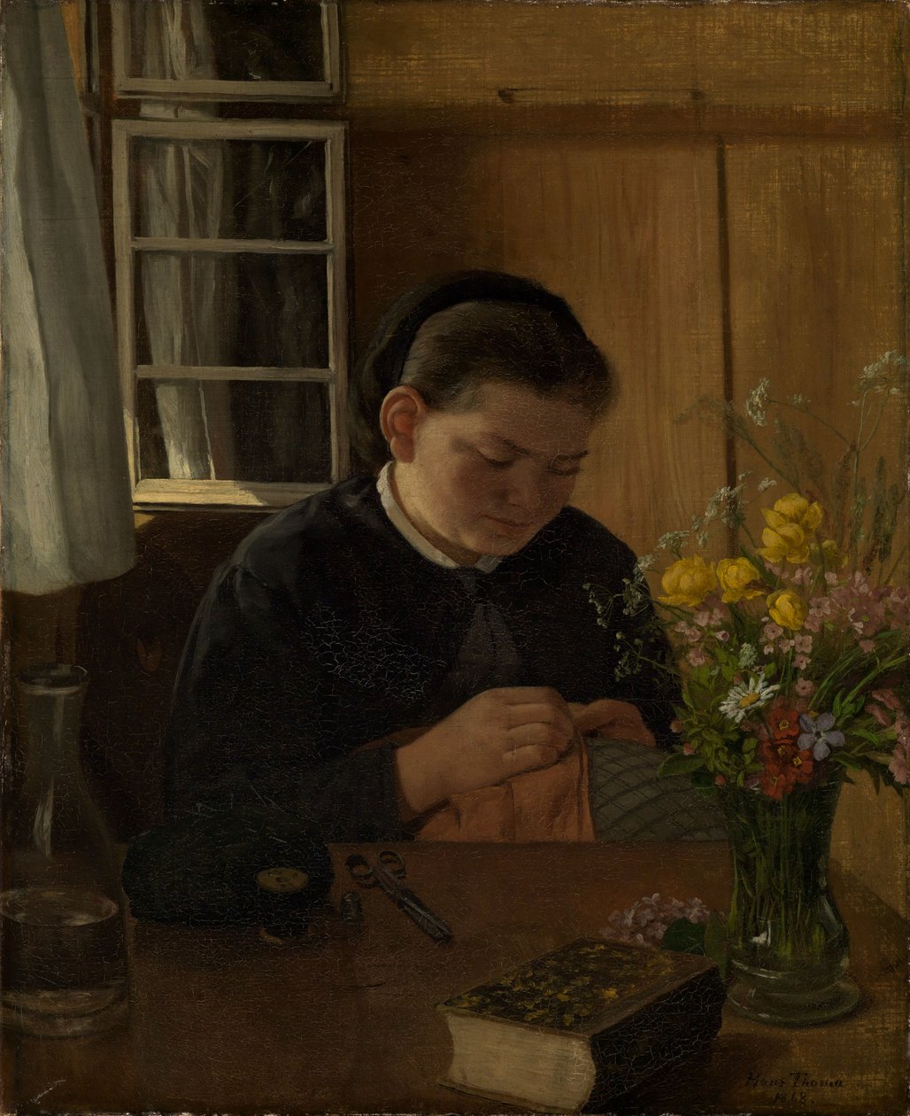 Syende pige af Hans Thoma